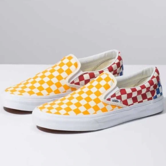 COPY - 🔥 VANS CLASSIC SLIP ON CHECKERBOARD MULTI/ TRUE WHITE SLIP ON SHOES NWT - Picture 7 of 9
